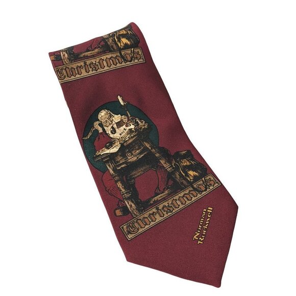 Vtg 1994 The Saturday Evening Post Norman Rockwell Santa Claus Christmas Necktie - Picture 1 of 7